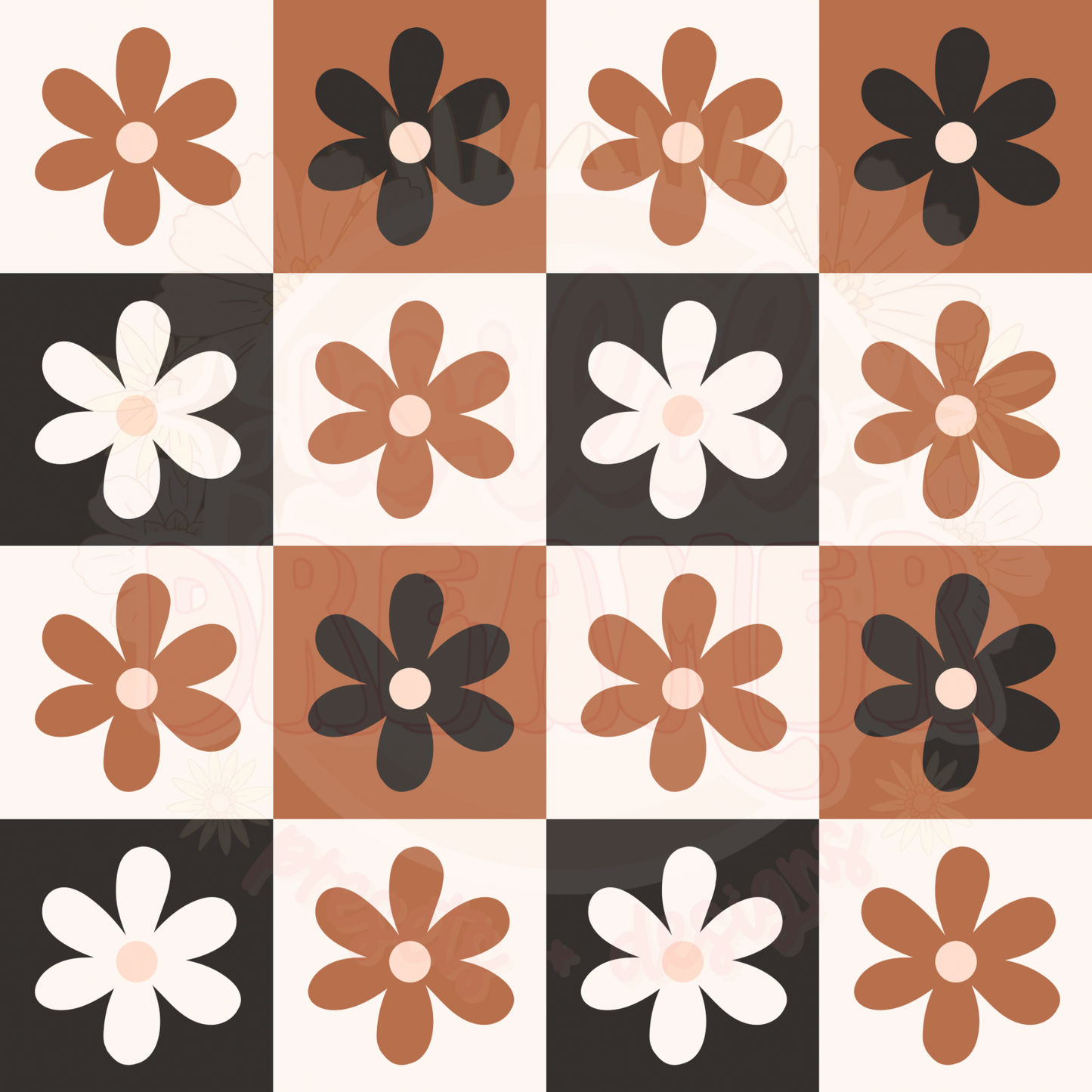 Neutral Checkered Flowers