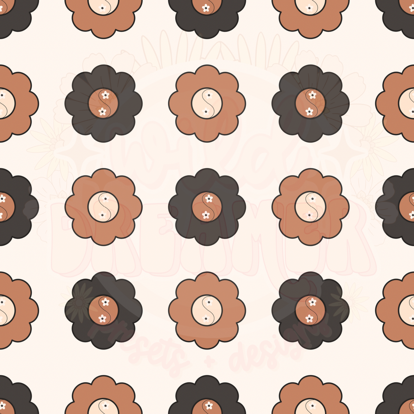 Neutral Yin Yang Flowers